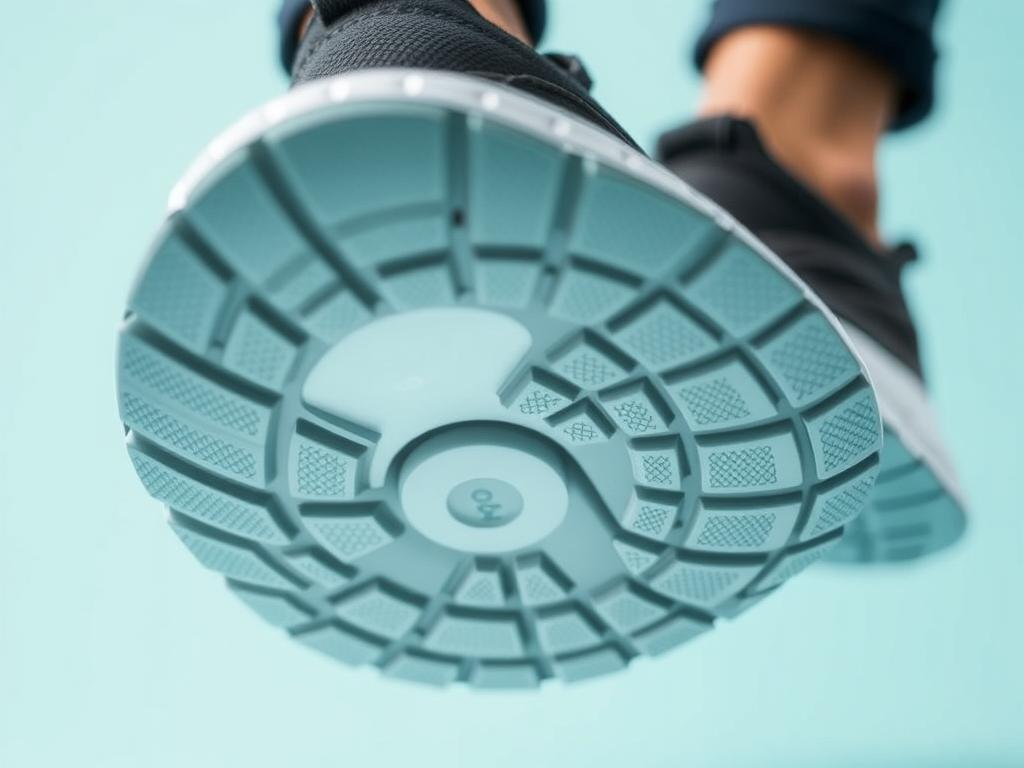 Detailed view of Hoka One Flat Sneakers showing cushioning technology and outsole design